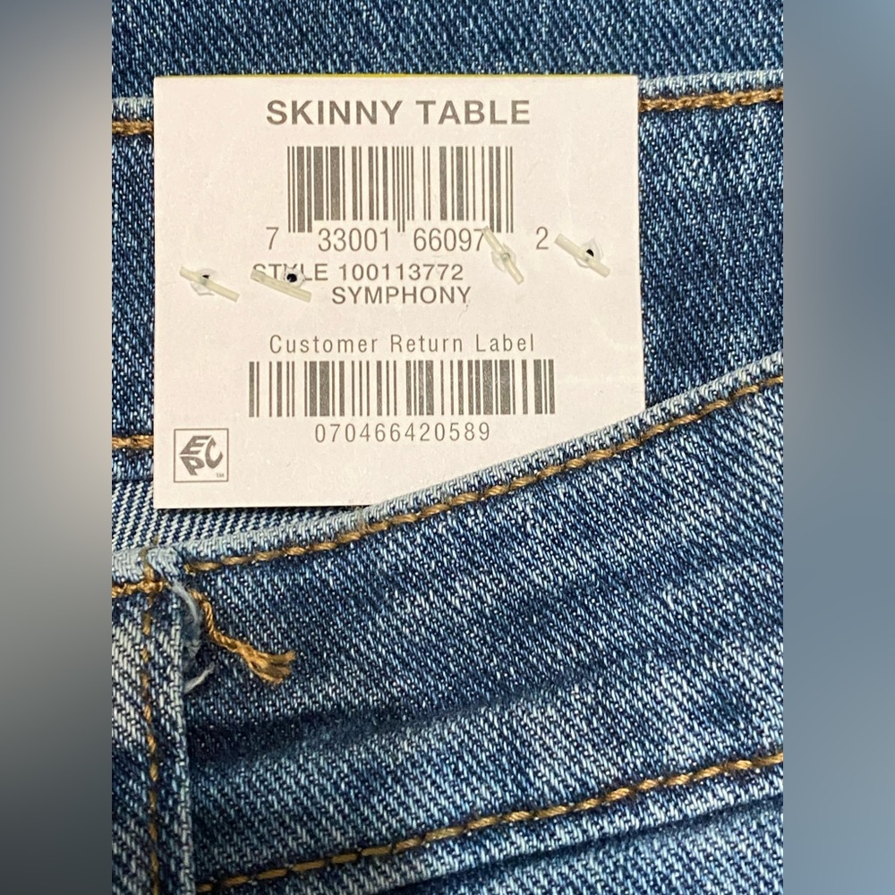 Style & Co. Curvy Ripped Skinny Blue Jeans Mid Rise Tummy Control size 14 - Picture 2 of 16